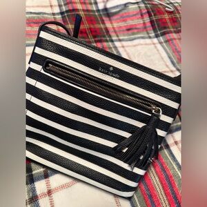Kate Spade Navy and White Striped Crossbody Bag